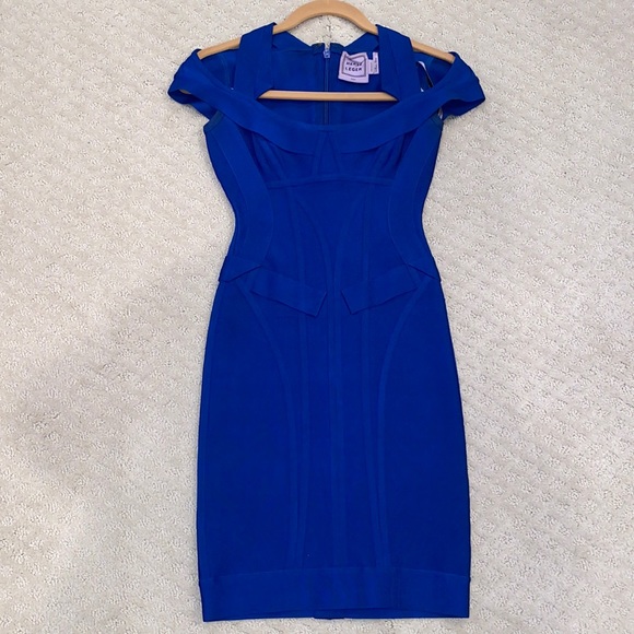Herve Leger Royal Blue Square Neckline Bodycon dress XXS - Picture 2 of 16